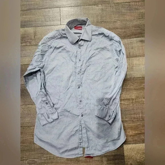 Alfani Men's Grey Reg Fit Long Sleeve Roll Tab Button Down Shirt Large Easy Care - Picture 1 of 4